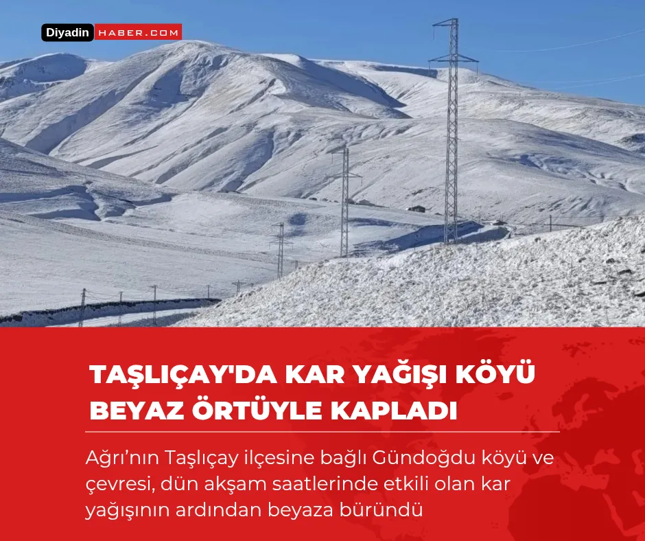 Taşlıçay’da Kar Yağışı Köyü Beyaz Örtüyle Kapladı.