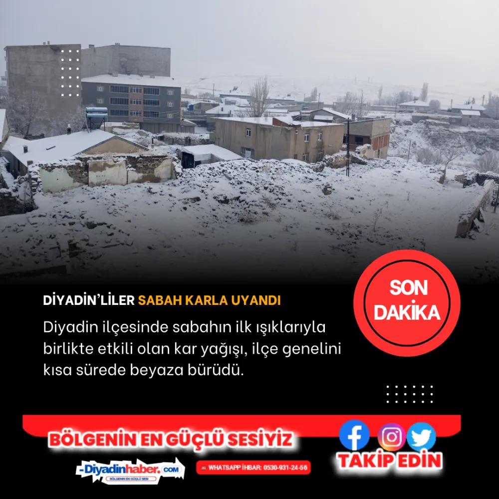 DİYADİNLİLER SABAH KARLA UYANDI